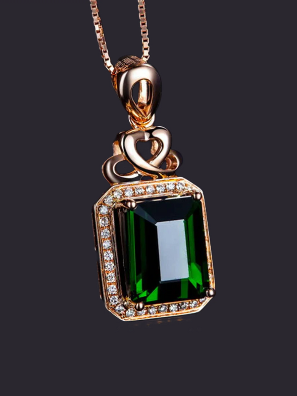 Emerald Cut Pendant Necklace 18K Rose Gold