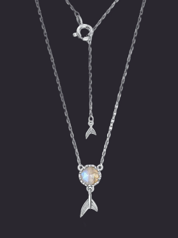 Labradorite Mermaid Tail Necklace and Bracelet Set