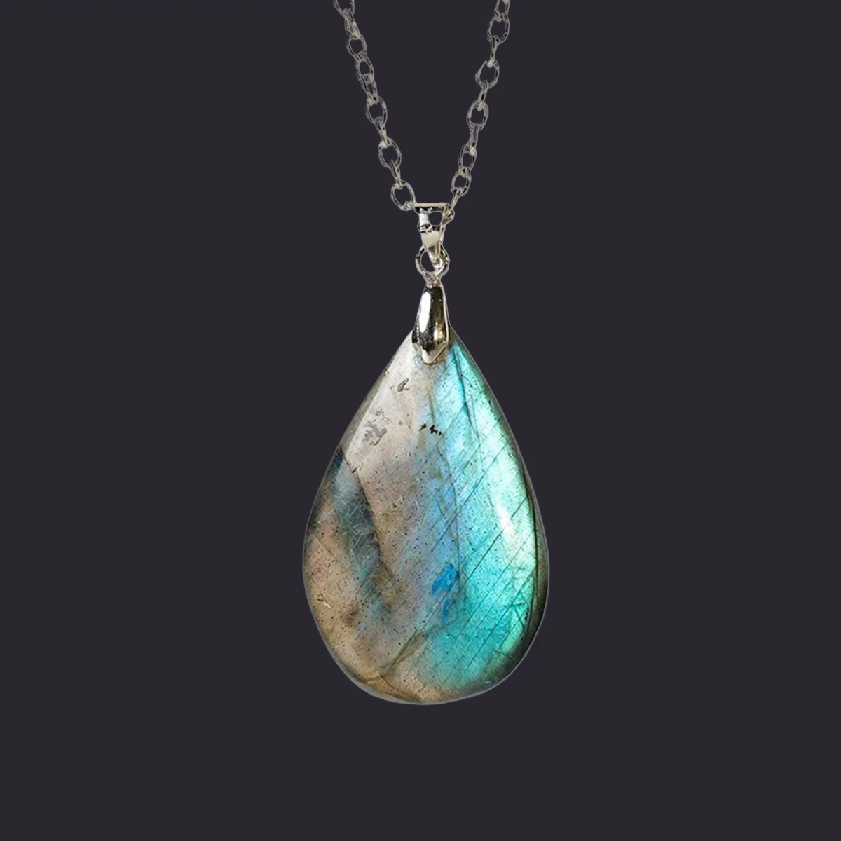 Labradorite Teardrop Pendant Natural Crystal