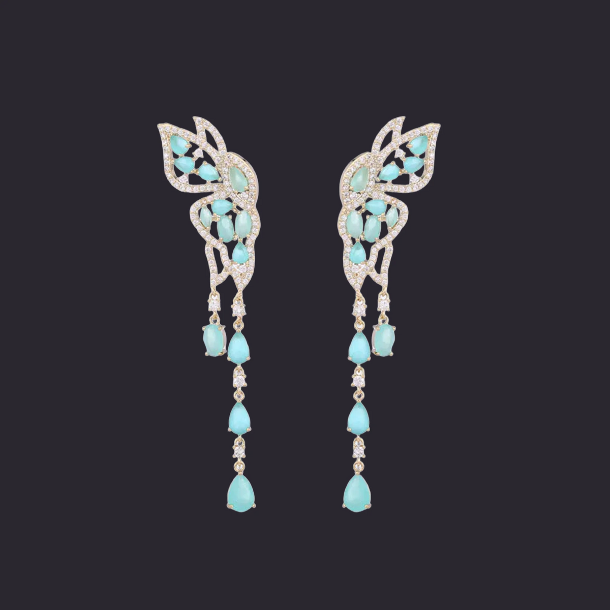 Butterfly Waterdrop Tassel Earrings Gold