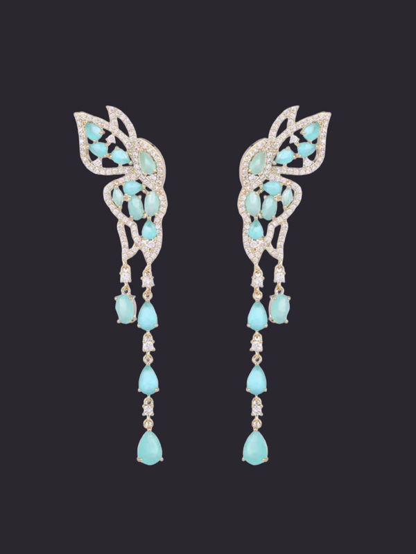 Butterfly Waterdrop Tassel Earrings Gold