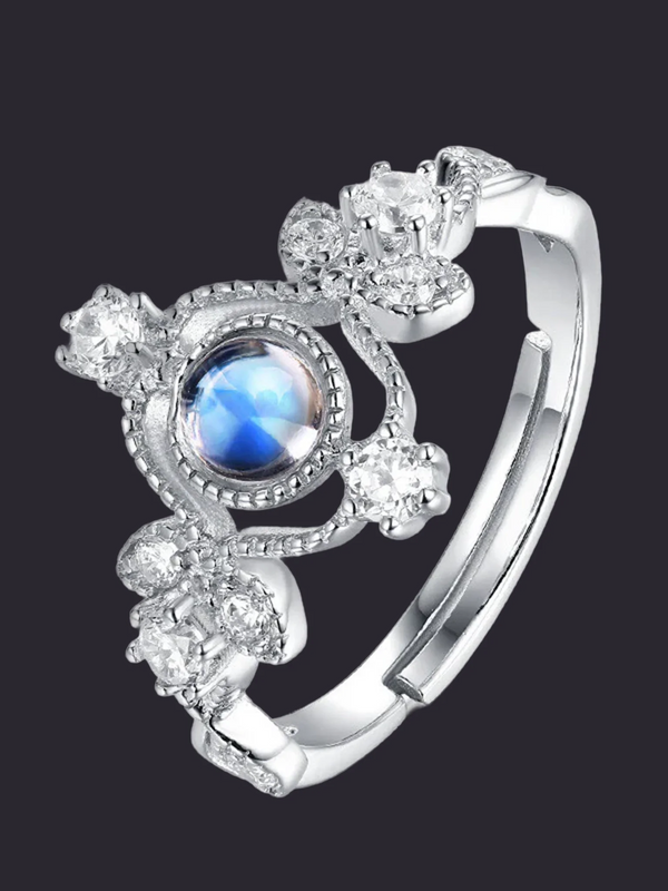 Moonstone Celestial Crown Ring 925 Sterling Silver