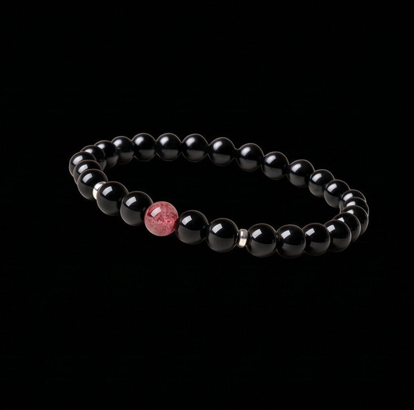 Obsidian Micro Bead Bracelet Natural Stone