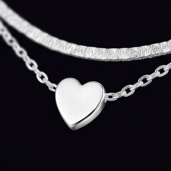 Double Heart Anklet S925 Sterling Silver