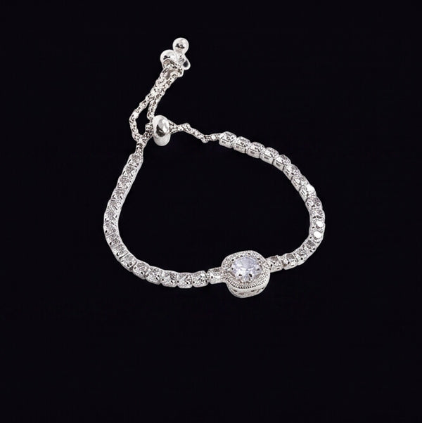 Crystal Tennis Bracelet Full Zircon Silver