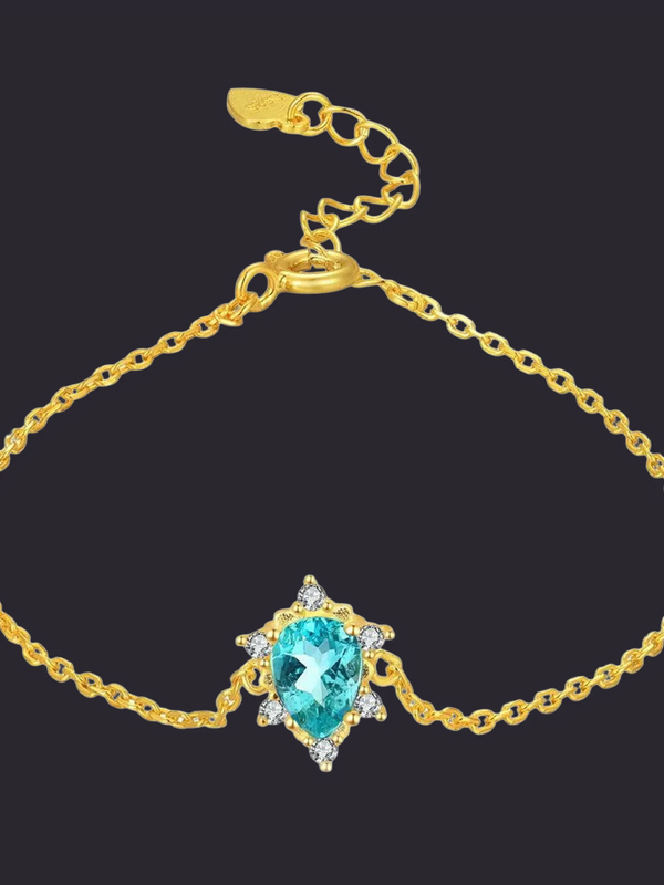 Blue Apatite Chain Bracelet Gold