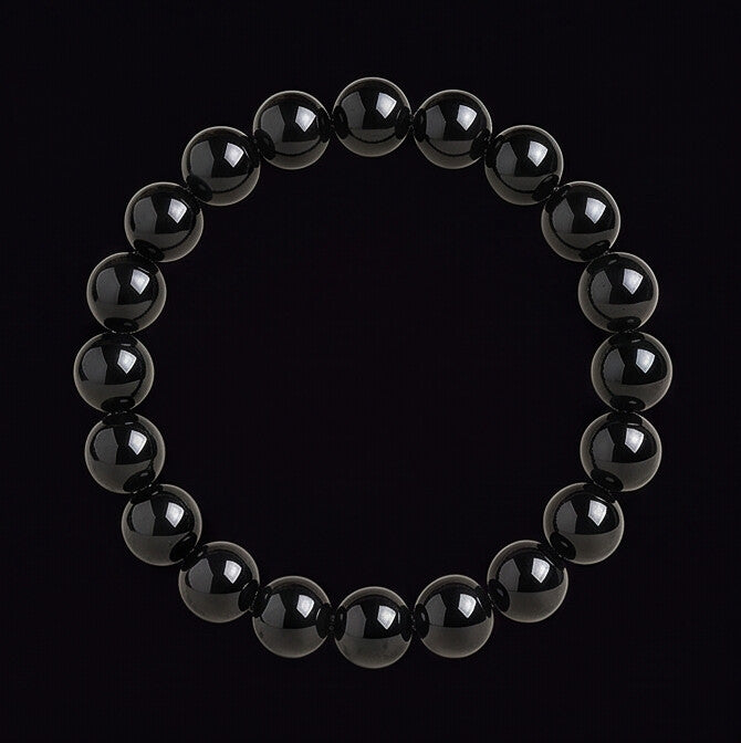 Black Tourmaline Bead Bracelet Natural Stone