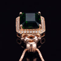 Emerald Cut Pendant Necklace 18K Rose Gold