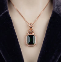Emerald Cut Pendant Necklace 18K Rose Gold