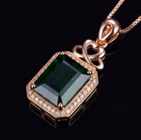 Emerald Cut Pendant Necklace 18K Rose Gold