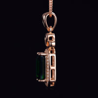 Emerald Cut Pendant Necklace 18K Rose Gold