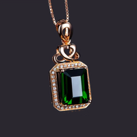 Emerald Cut Pendant Necklace 18K Rose Gold