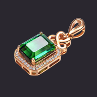 Emerald Cut Pendant Necklace 18K Rose Gold