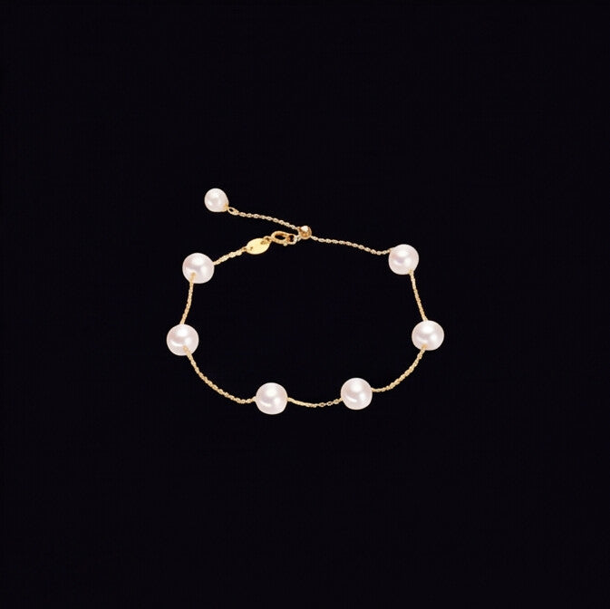 Freshwater Pearl Chain Bracelet 18K Gold