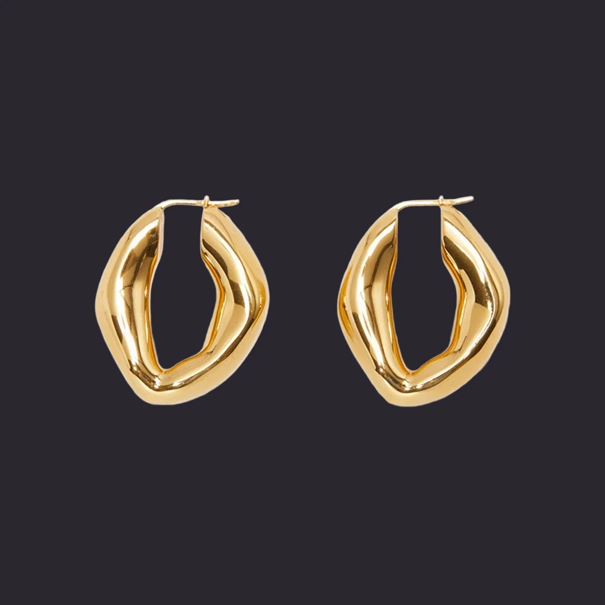 Sculptural Gold Hoop Earrings 18K