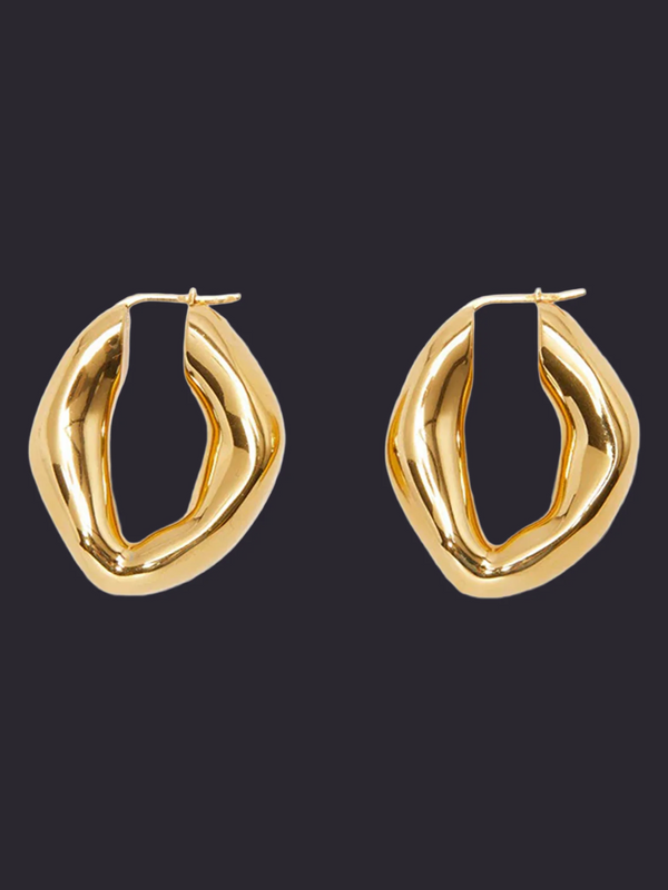 Sculptural Gold Hoop Earrings 18K