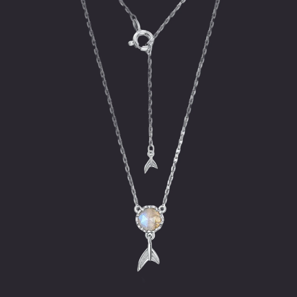 Labradorite Mermaid Tail Necklace and Bracelet Set