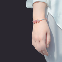 Rose Quartz Bead Bracelet 925 Silver