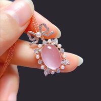 Rose Quartz Pearl Halo Pendant Rose Gold