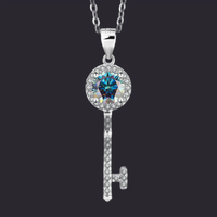 Moissanite Key Pendant Necklace S925 Silver