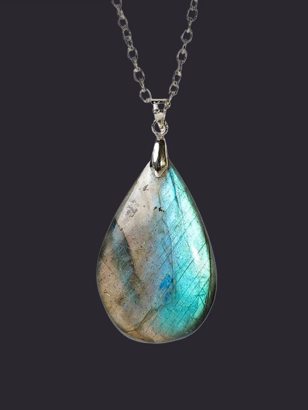 Labradorite Teardrop Pendant Natural Crystal