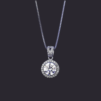 Moissanite Halo Pendant Necklace S925 Silver