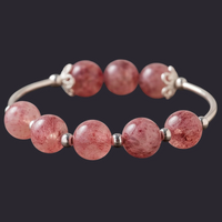 Rose Quartz Bead Bracelet 925 Silver