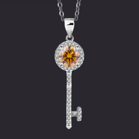 Moissanite Key Pendant Necklace S925 Silver