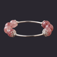 Rose Quartz Bead Bracelet 925 Silver