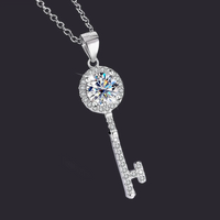 Moissanite Key Pendant Necklace S925 Silver