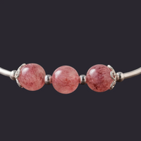 Rose Quartz Bead Bracelet 925 Silver