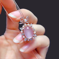 Rose Quartz Pearl Halo Pendant Rose Gold