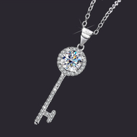 Moissanite Key Pendant Necklace S925 Silver