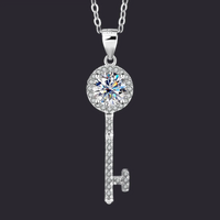 Moissanite Key Pendant Necklace S925 Silver