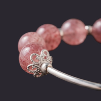 Rose Quartz Bead Bracelet 925 Silver