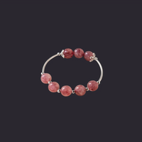 Rose Quartz Bead Bracelet 925 Silver