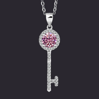 Moissanite Key Pendant Necklace S925 Silver