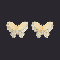 Opal Butterfly Studs Gold Crystal