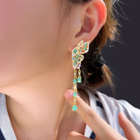 Butterfly Waterdrop Tassel Earrings Gold