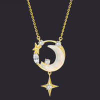 Celestial Star Moon Necklace S925 Sterling Silver