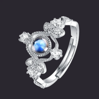 Moonstone Celestial Crown Ring 925 Sterling Silver