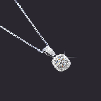 Moissanite Halo Pendant 925 Sterling Silver