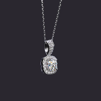 Moissanite Halo Pendant 925 Sterling Silver