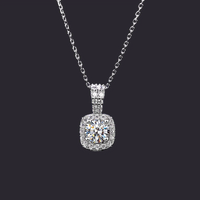 Moissanite Halo Pendant 925 Sterling Silver