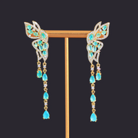Butterfly Waterdrop Tassel Earrings Gold