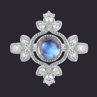 Moonstone Celestial Crown Ring 925 Sterling Silver