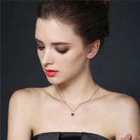 Black Zircon Floral Pendant Necklace 925 Silver