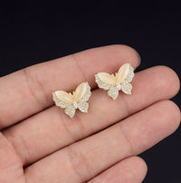 Opal Butterfly Studs Gold Crystal