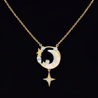 Celestial Star Moon Necklace S925 Sterling Silver