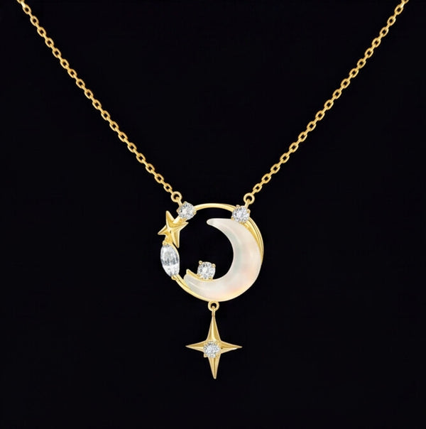 Celestial Star Moon Necklace S925 Sterling Silver